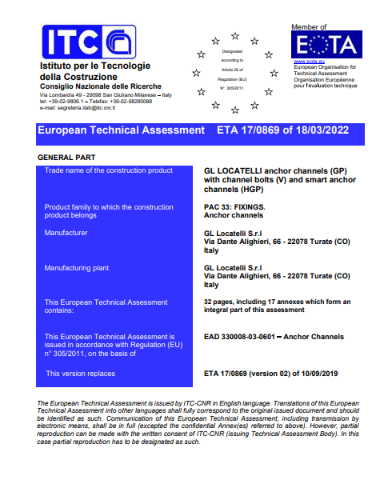 eta certification anchor channels